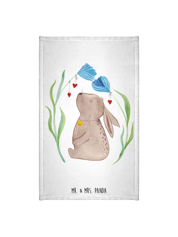 Handtuch Hase Blume ohne Spruch in Weiß