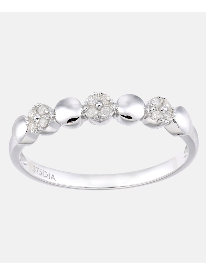 Eternity-Ring aus 375 Weißgold mit 0.08 Karat Diamant mit Perle