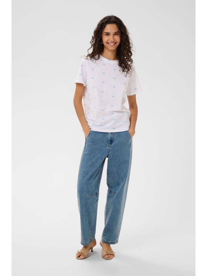 T-shirt EmilySZ Gerade Passform in Bright White Blue Bows