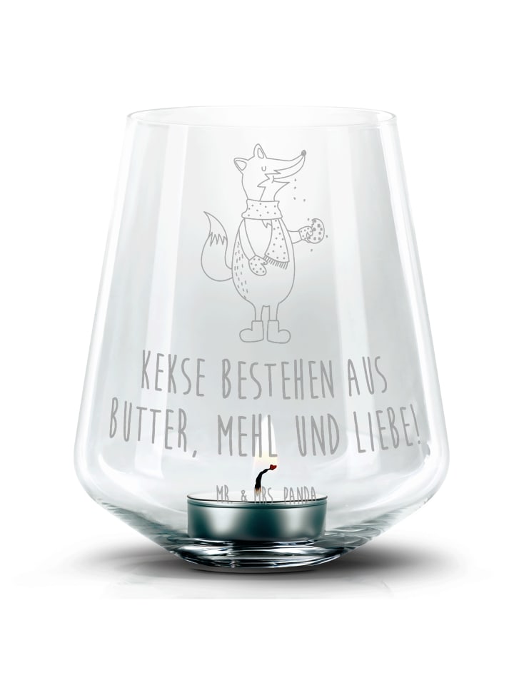 Kerzenständer Fuchs Keks mit Spruch in Transparent