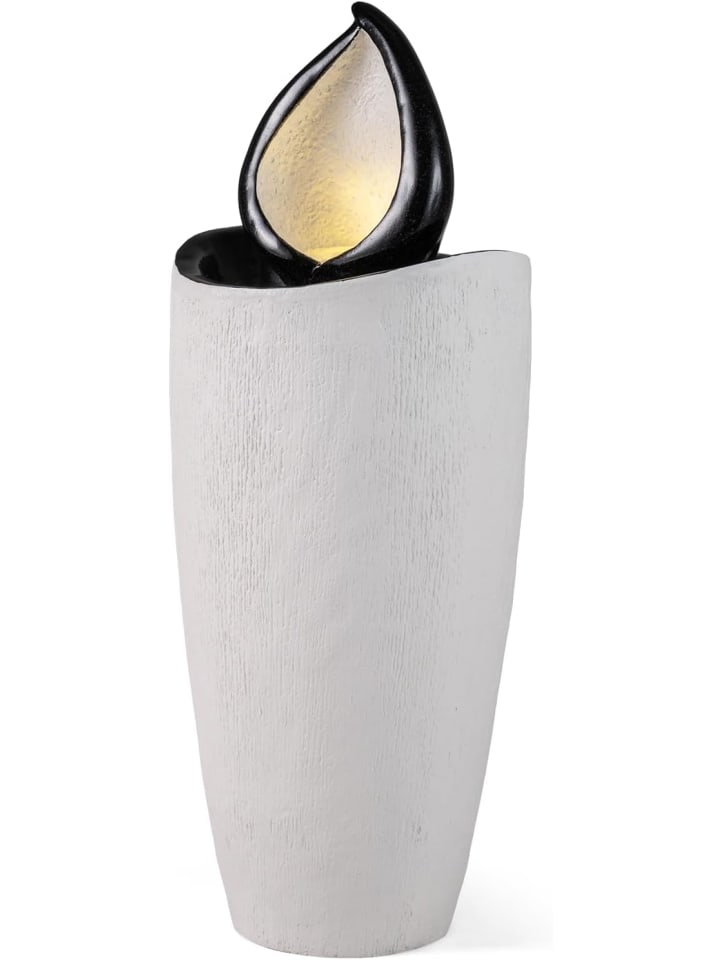 Gartenbrunnen mit LED Beleuchtung & Pumpe 34,5 x 92 cm in Grau