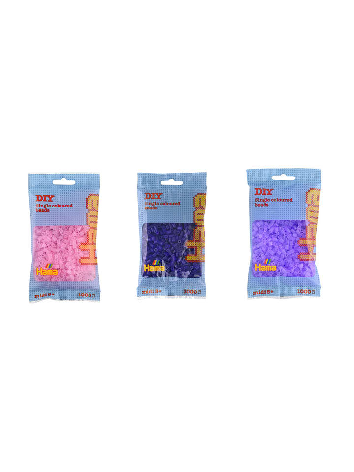 Set mit 3.000 Midi-Bügelperlen transparent lila-Töne - ab 5 Jahren