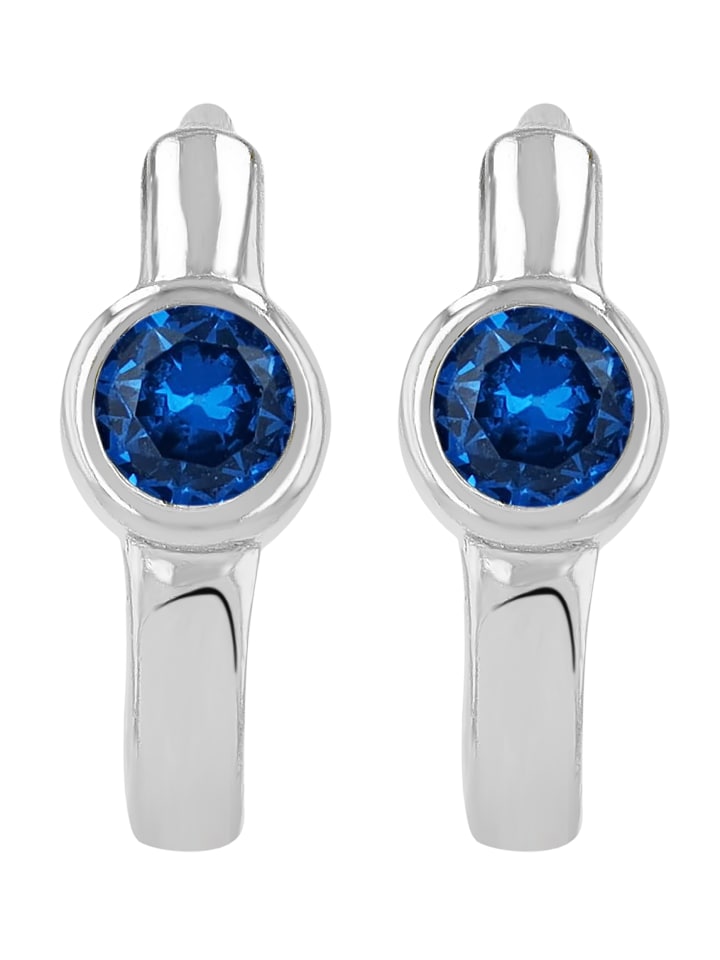 Damen Ohrringe – Klappcreole aus 925 Silber mit Zirkonia in silber