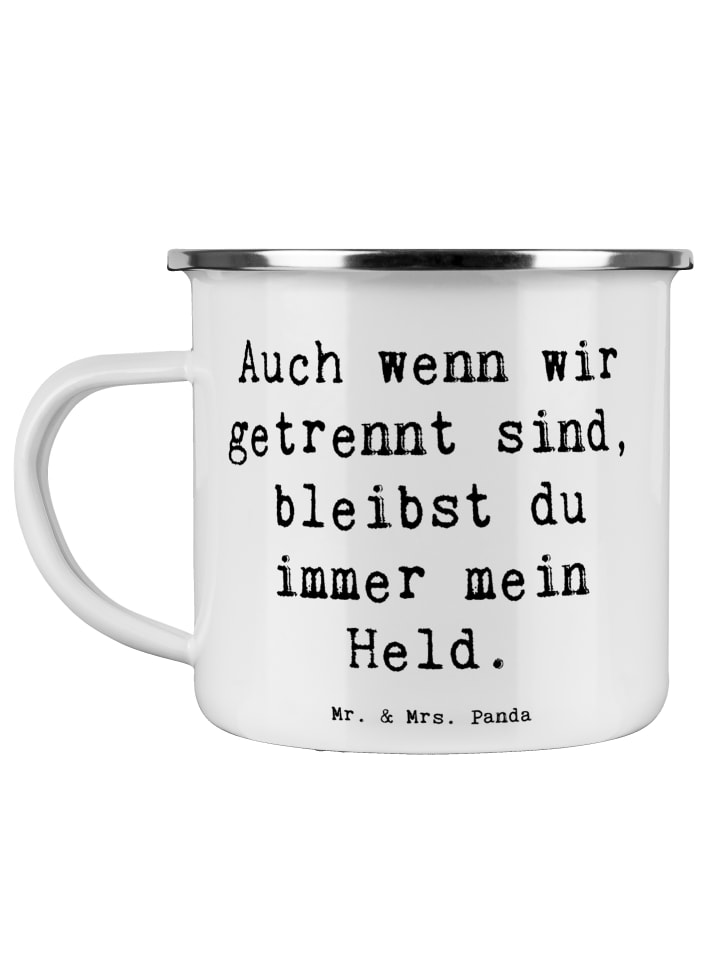 Emaille Tasse Spruch Trennung von den Eltern He... in Weiß