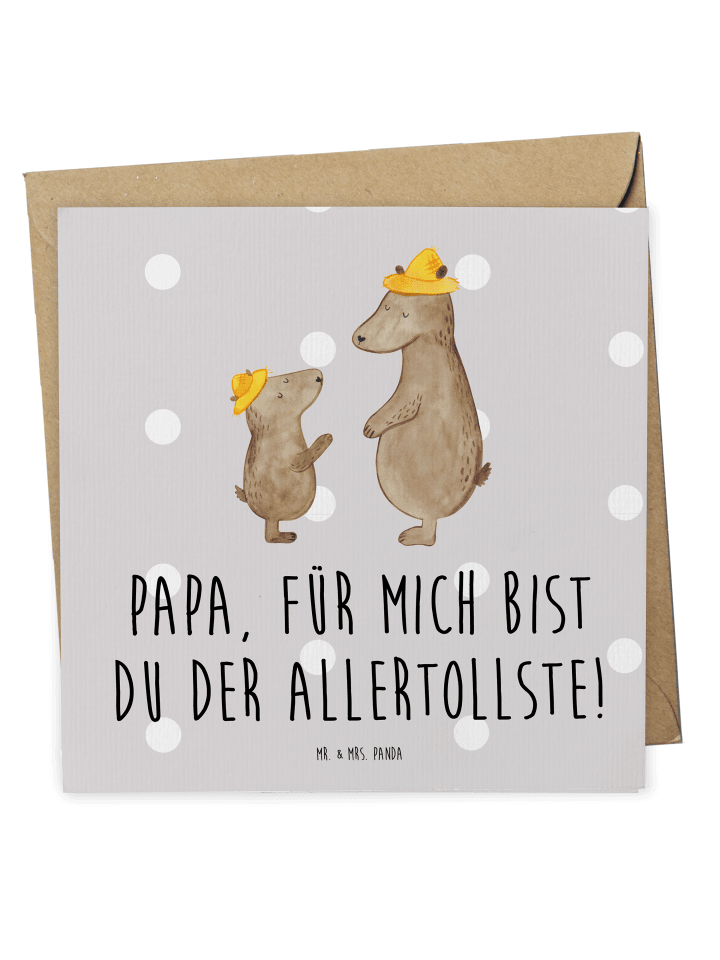 Deluxe Karte Bären mit Hut mit Spruch in Grau Pastell