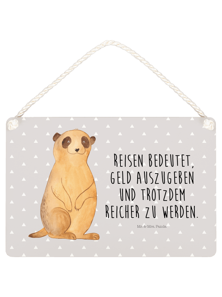 Schild Erdmännchen mit Spruch in Grau Pastell