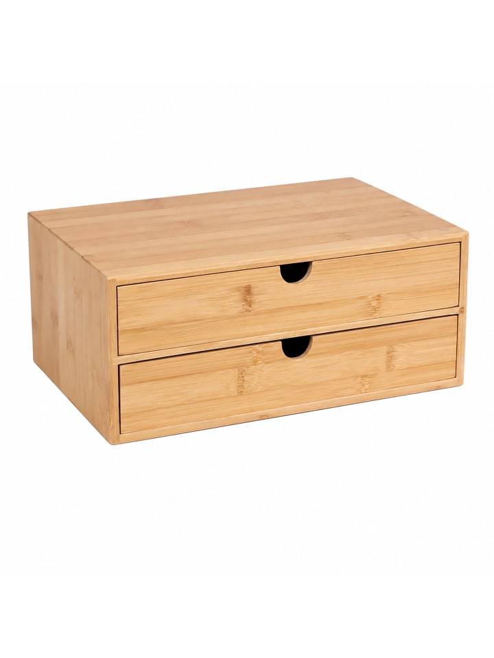 Schubladenbox "2 Schubladen" in Natur - (B)33 x (H)13,5 x (T)21 cm