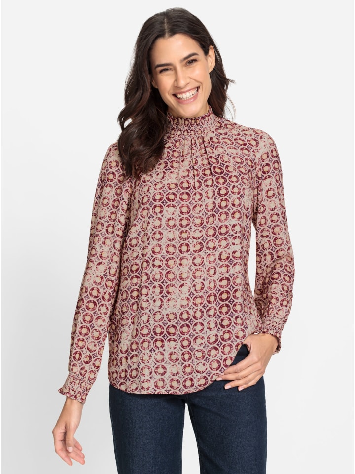 Druckbluse in elfenbein-mauve-bedruckt