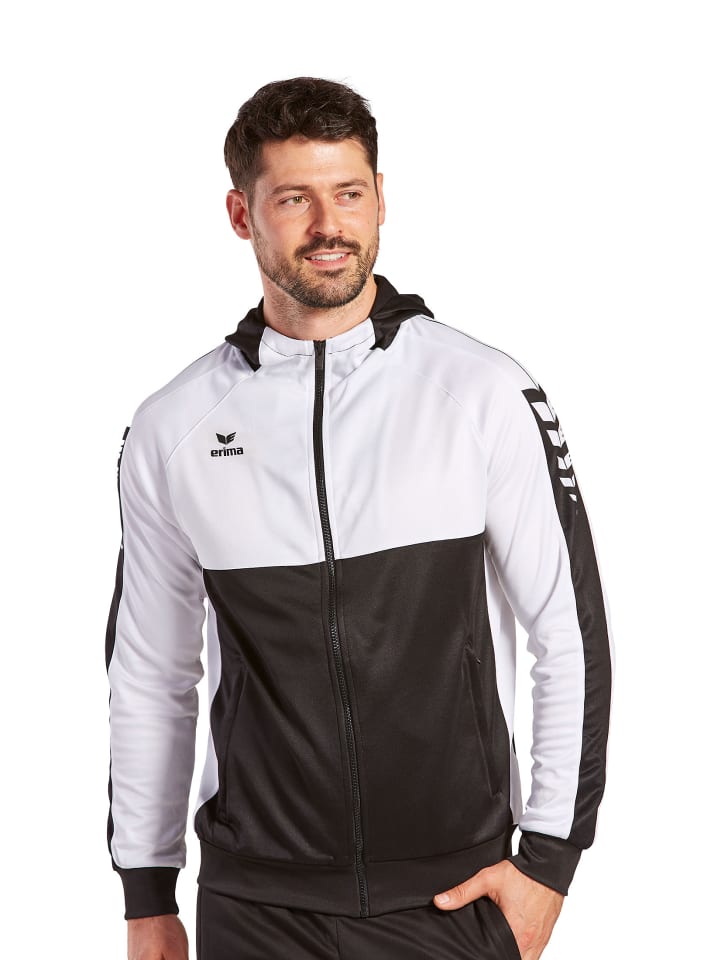 Herren Six Wings Trainingsjacke mit Kapuze in schwarz/weiss