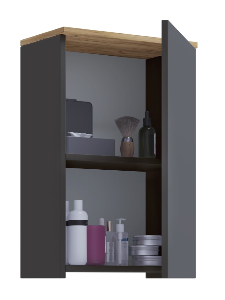 Hängeschrank Badregal Badmöbel Wandschrank Cosila in Anthrazit / Honig-Eiche