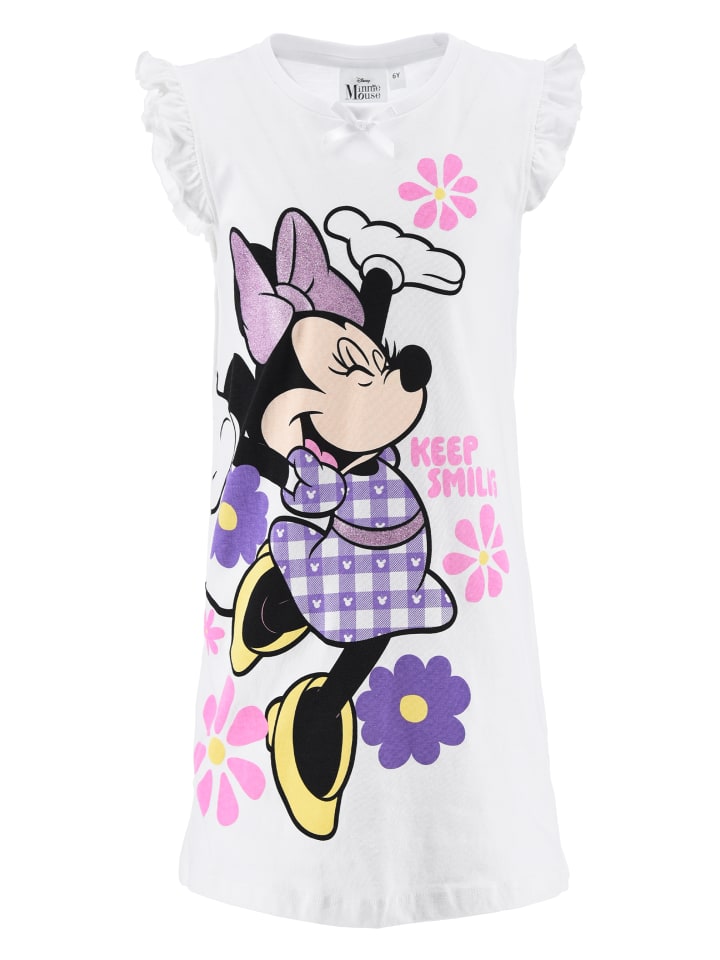 Nachthemd Schlafanzug Minnie Mouse in Weiß