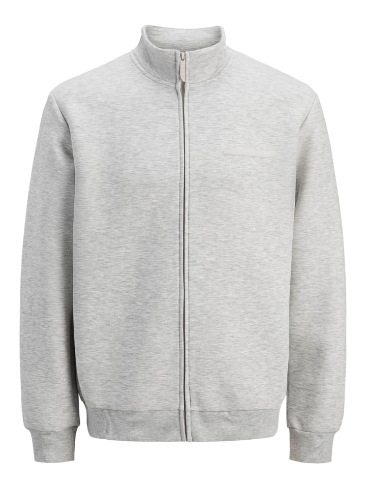 Sweatshirt mit Reißverschluss in Light Grey Melange