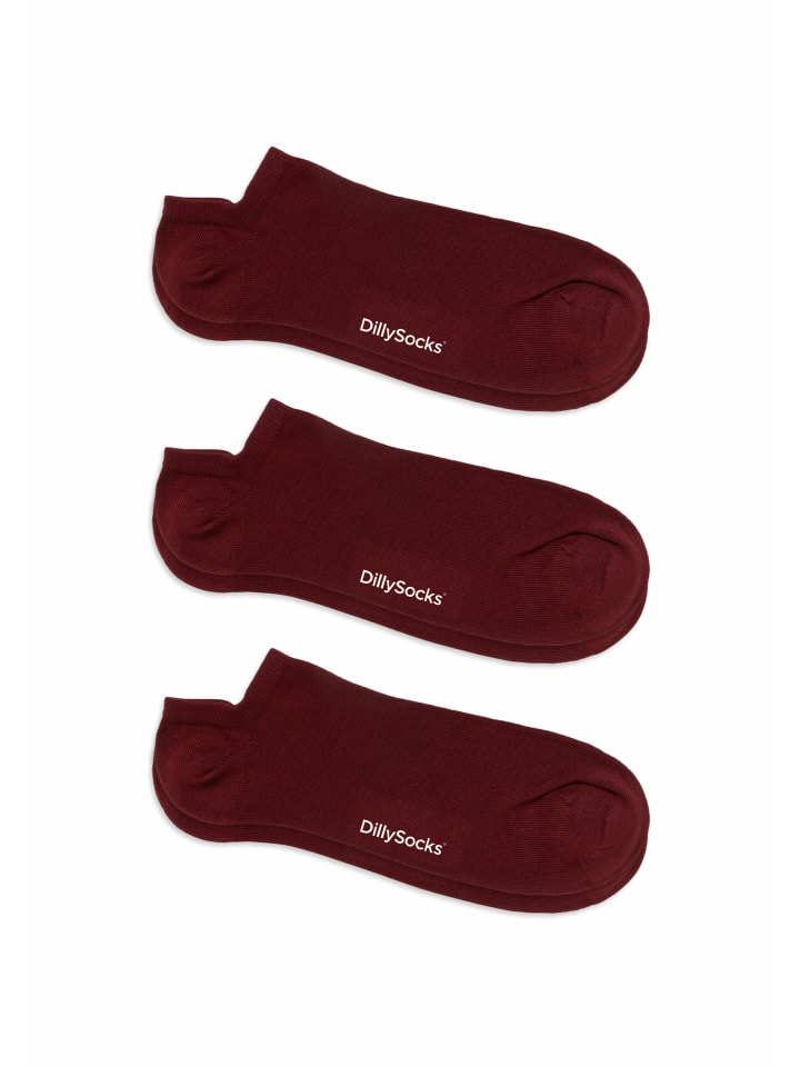 3er-Pack Sneakersocken One Color Shorties in wine red