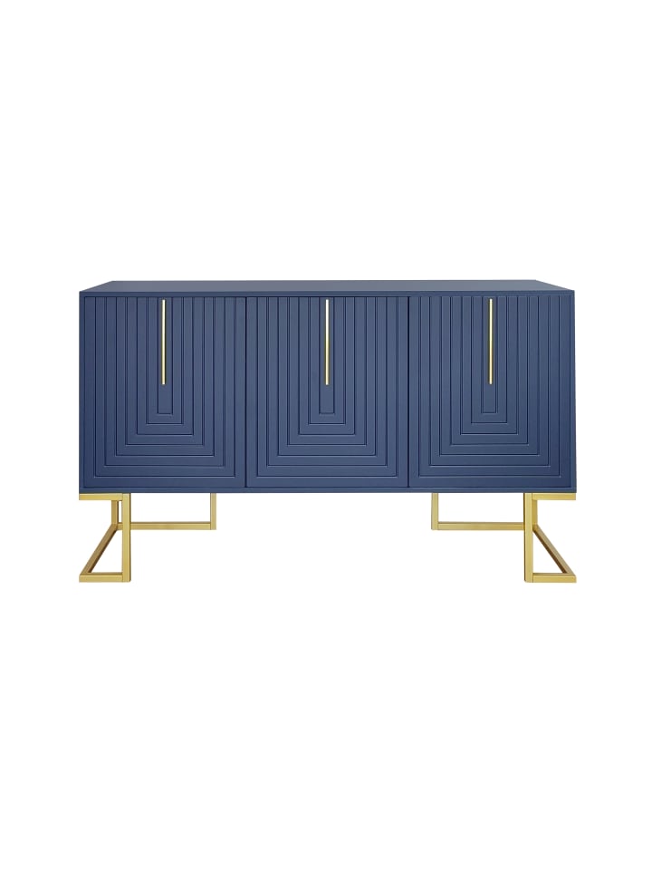 3-türiges Sideboard mit verstellbaren Regalen in Navy Blau