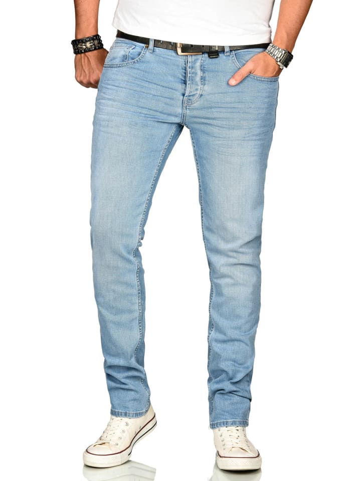 Jeans A. Salvarini Herren Jeans Blau Multi AS170-AS174 in Bleachstone