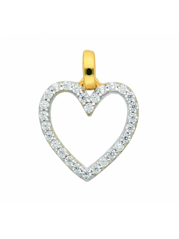 Damen 333 Gold Anhänger Herz mit Zirkonia in gold