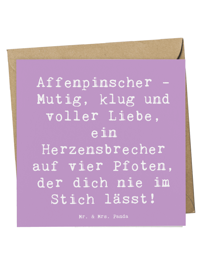 Deluxe Karte Spruch Affenpinscher Liebe mit Spruch in Lavendeltraum