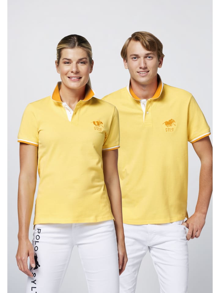 Poloshirt mit Kontrast-Akzenten in Gelb