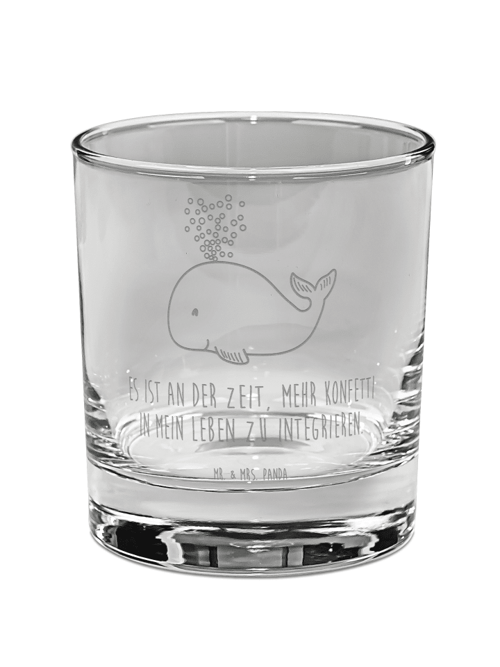 Trinkglas Wal Konfetti mit Spruch in Transparent
