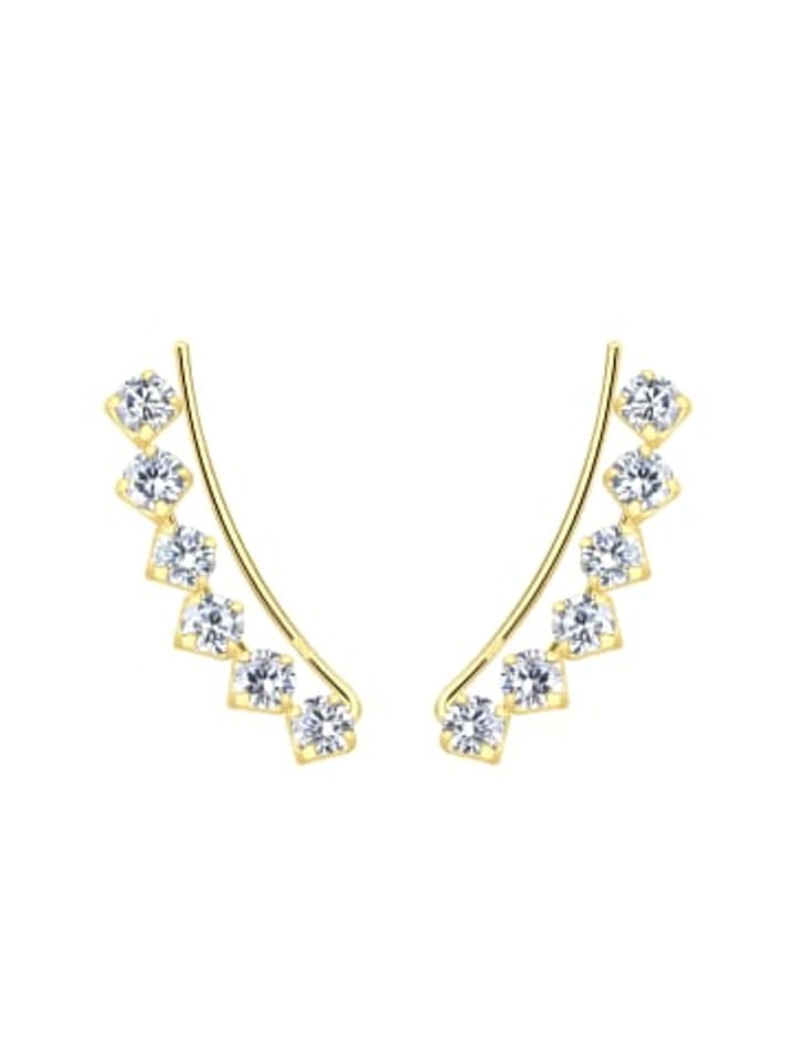 Ear Climber ZIRKONIA in Gold aus 925 Sterling Silber, 2-tlg.