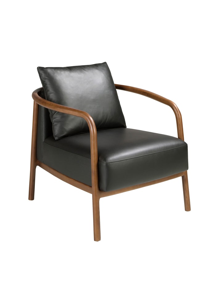 Sessel 5178 in Walnuss / Schwarz – (B)75 x (H)81 x (T)80 cm