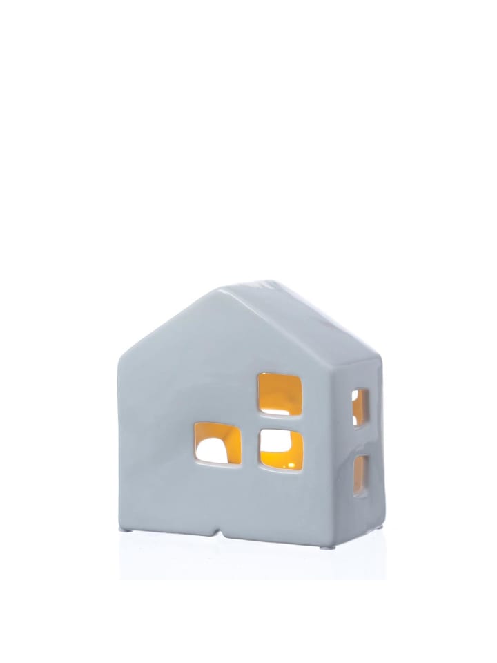 LED Lichthaus Dekohaus Leuchthaus mit Batterien H: 13cm in weiß