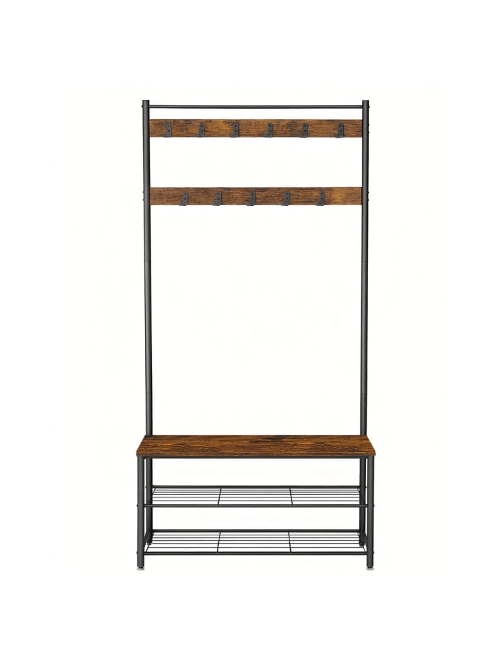 Garderobenständer Dacey in Braun-Schwarz - (B)85 x (H)177 x (T)32 cm