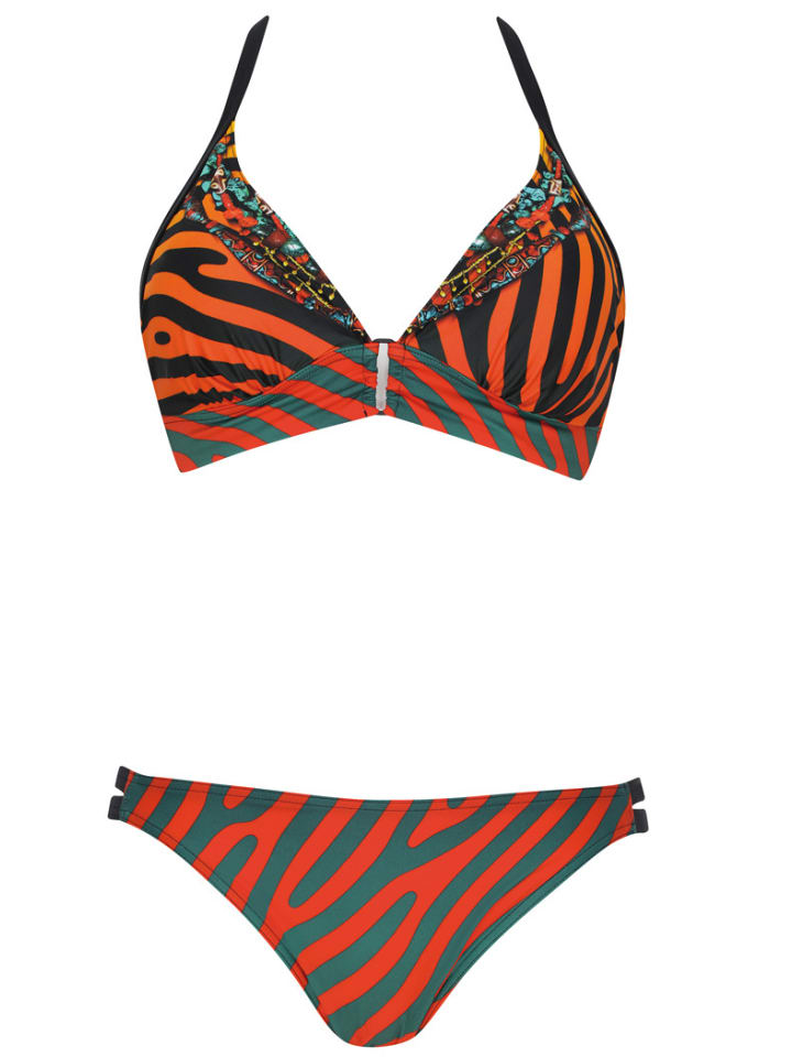 Bikini in schwarz/orange