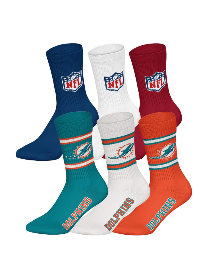 Socken 6er Pack in Miami Dolphins/Mix