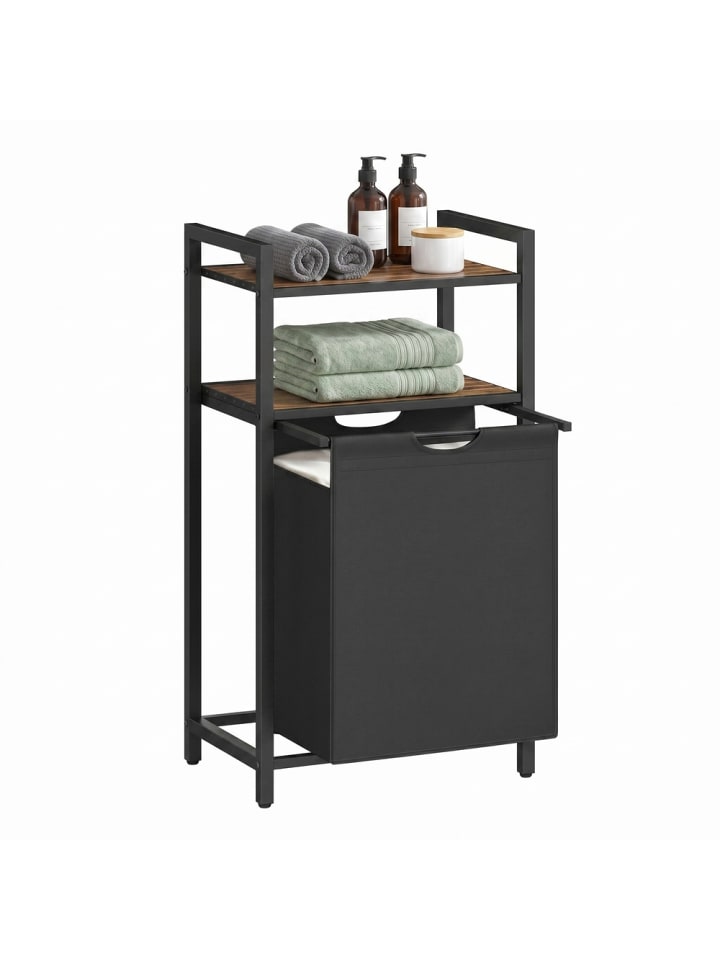 Wäschekorb Brenta in Vintagebraun-schwarz - (B)33 x (H)92 x (T)50 cm