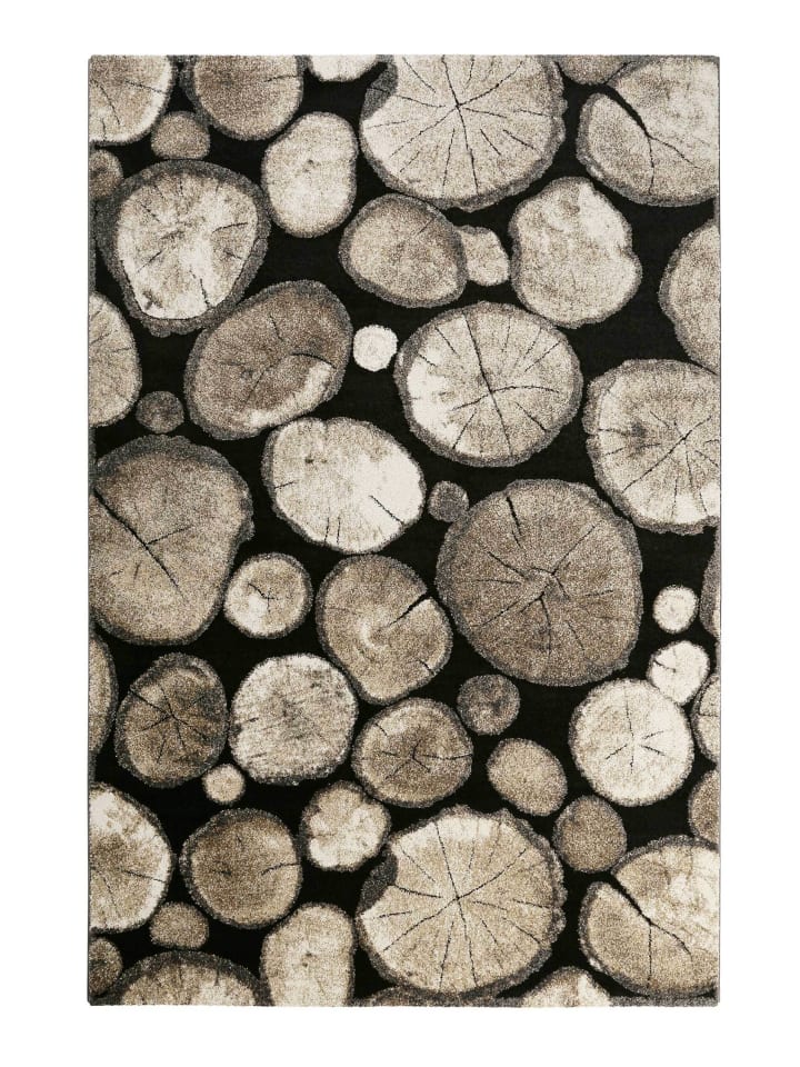 Kurzflorteppich Logs in beige taupe