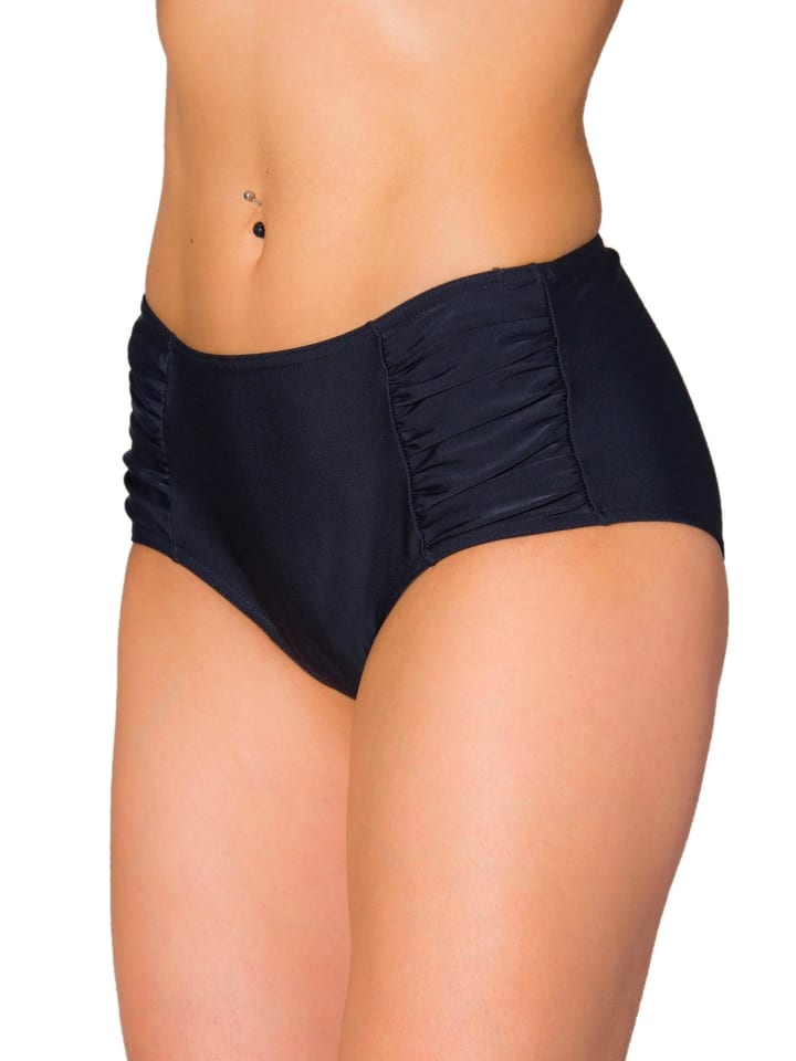 Aquarti Damen Bikinihose mit seitlichen Raffungen in schwarz