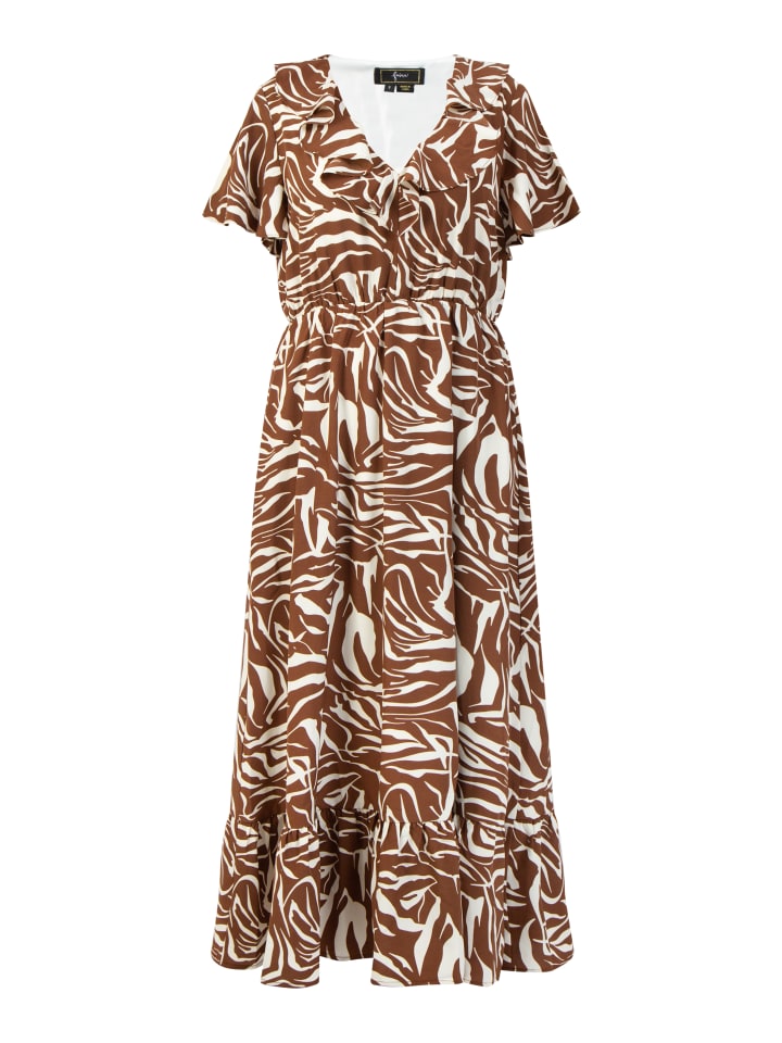 Damen Kleid - Zebraprint in Braun Weiss