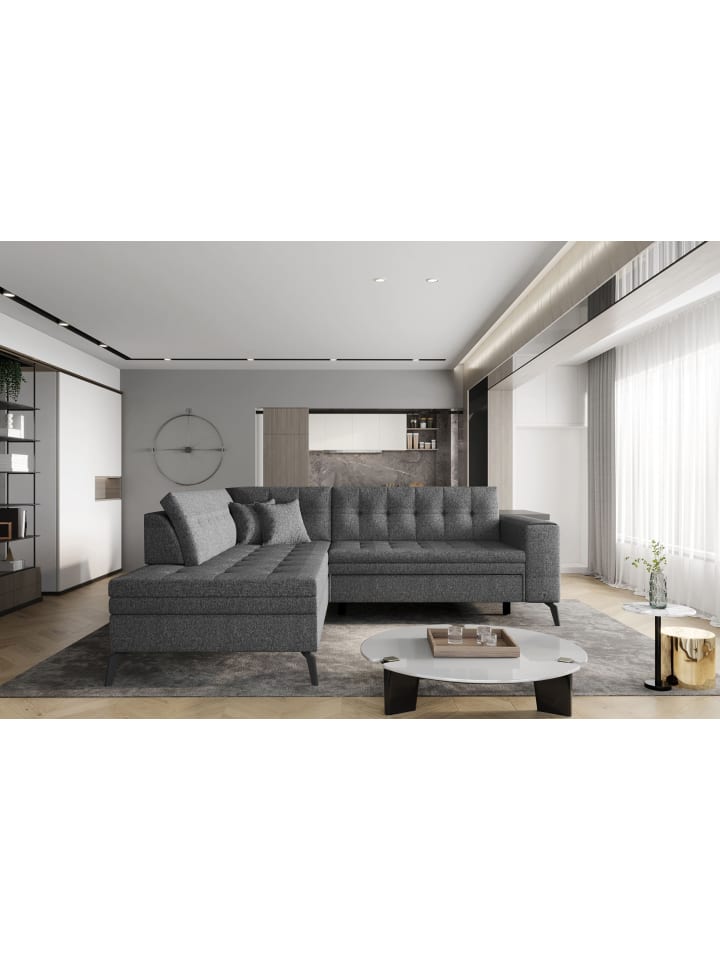 Lenny Recamiere Links in Asphalt -  (L) 210 x (B) 260 x (H) 93 cm