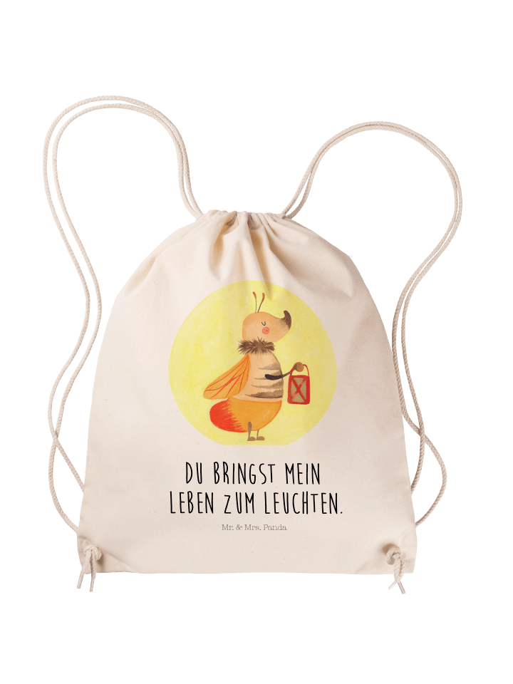 Gymtasche Glühwürmchen mit Spruch in Creme
