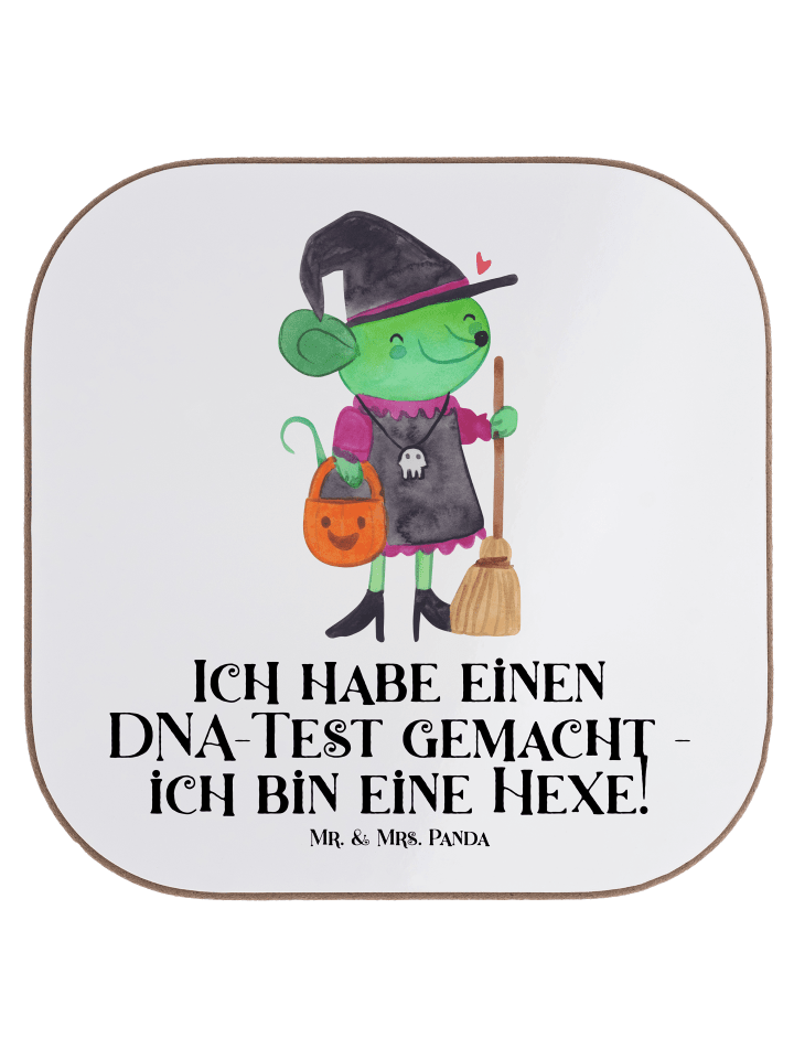 Untersetzer Halloween Hexe mit Spruch in Weiß