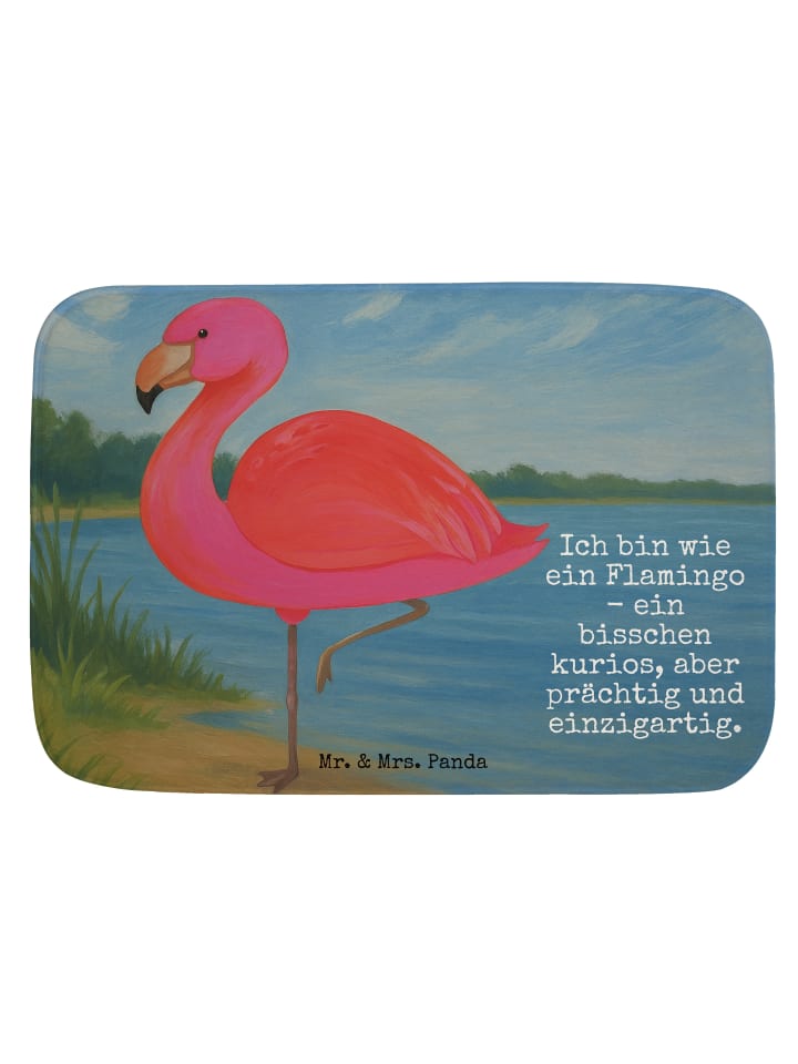 Badevorleger Flamingo Classic Design mit Spruch in Weiß