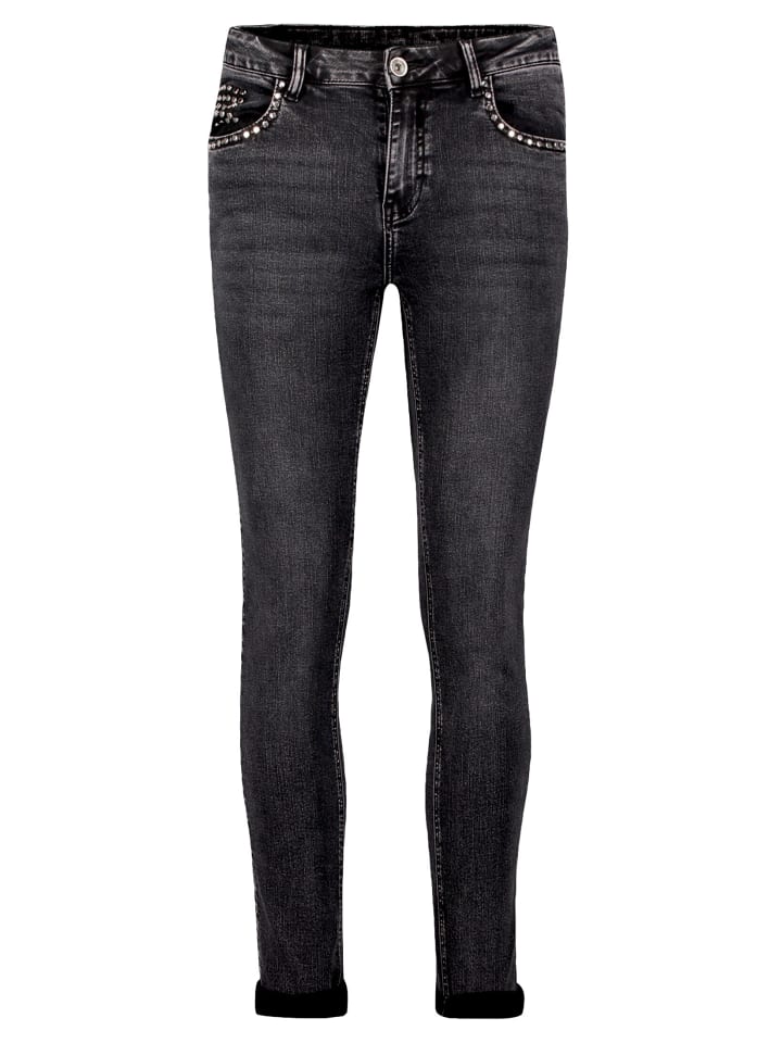 Basic-Jeans mit Waschung in Dark Grey Denim
