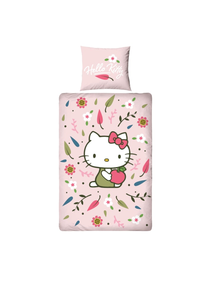 Bettwäsche-Set Hello Kitty "Blütenzauber" in Rosa für Mädchen