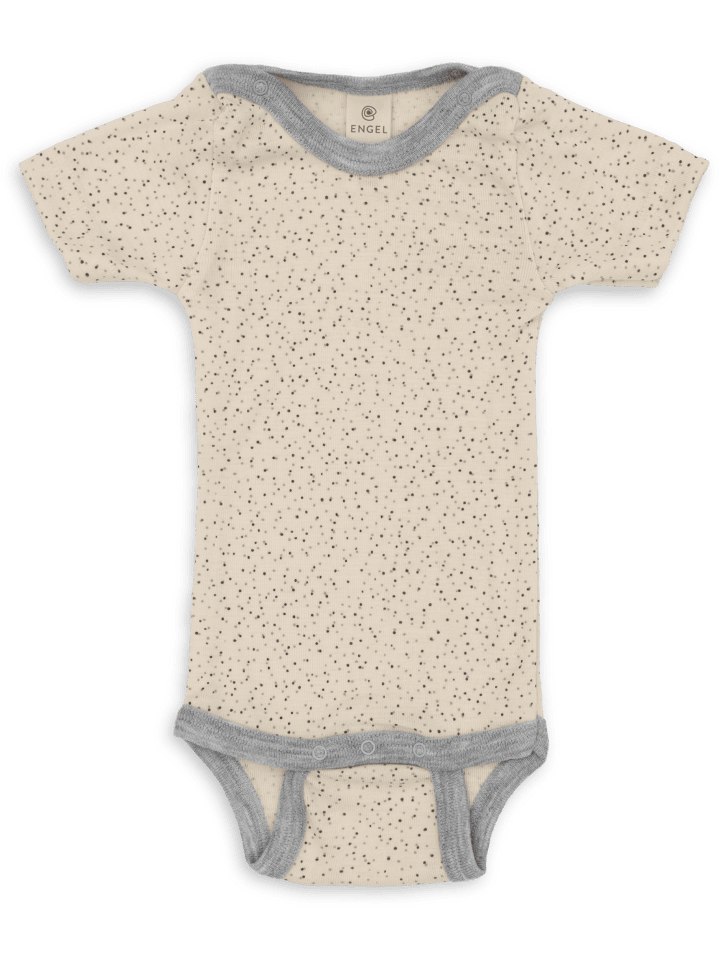 Baby-Body kurzarm mit Druckknöpfen & Mulltuch Blaubaer in Natur Bedruckt