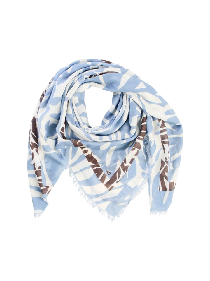 Schal mit Allover Print in Hellblau