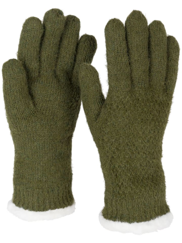 Strickhandschuhe in Oliv