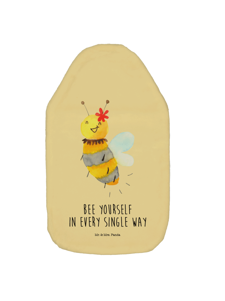 Wärmflasche Biene Blume mit Spruch in Gelb Pastell