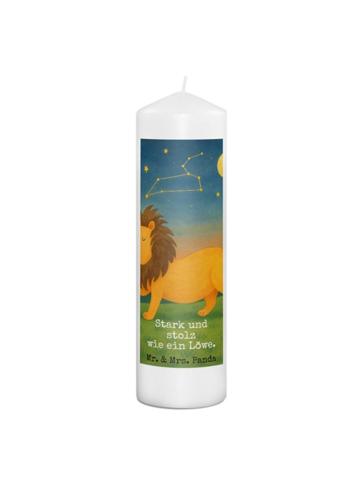 Kerze Sternzeichen Löwe Design mit Spruch in Weiß
