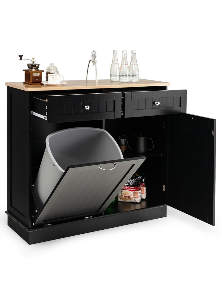 Kommode für Mülleimer 42L in Schwarz