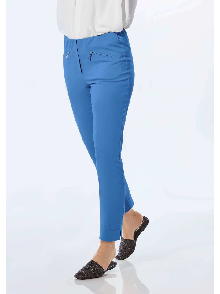 Kurzgröße: Schlupfhose LOUISA mit Steppnähten in blau