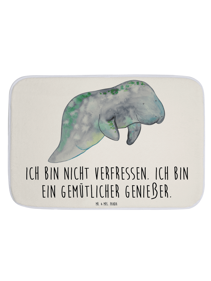 Badteppich Seekuh Chillen mit Spruch in Weiß