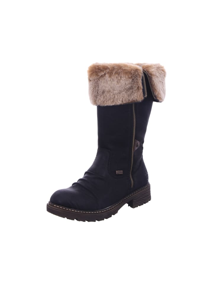 Winterstiefel in schwarz/kastanie/steppe