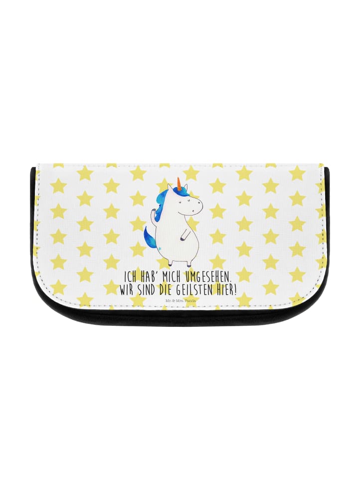 Waschtasche Einhorn Mann mit Spruch in Weiß