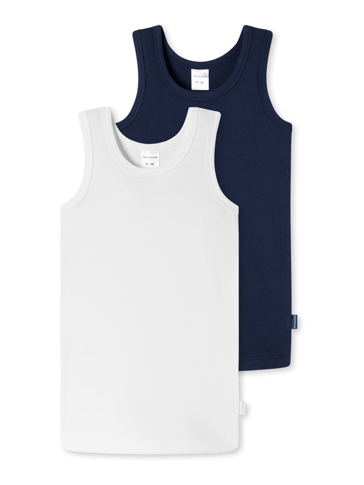 Unterhemden 2er-Pack Basic Kids in weiß/blau